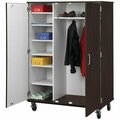 I.D. Systems 67'' Tall Midnight Maple Closed Shelf / Coat Storage Cart with Locking Doors 80187F67023 538187F67023